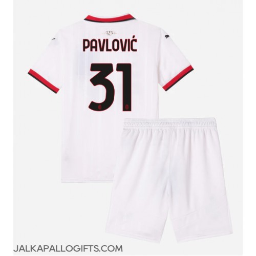 AC Milan Strahinja Pavlovic #31 Vieras Peliasu Lasten 2024-25 Lyhythihainen (+ Lyhyet housut)